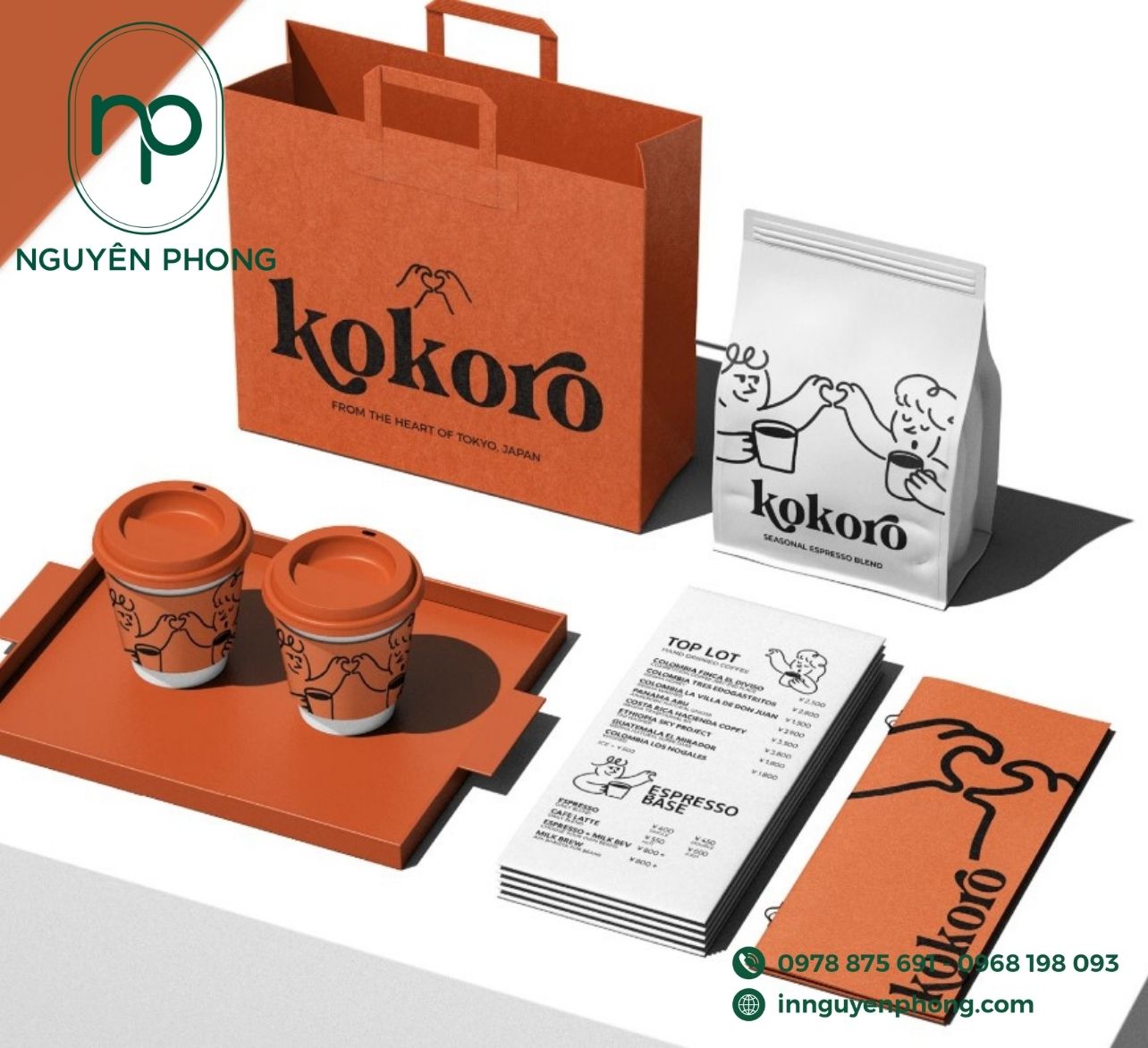 Mẫu túi giấy đựng cà phê đồng bộ 